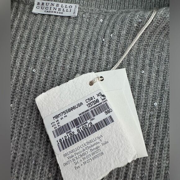 NWT Brunello Cucinelli Cashmere Sparkle Long Cardigan XS - Picture 7 of 11